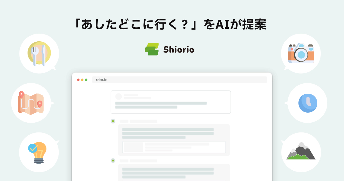 AIが旅行プランを提案する「Shiorio(しおりお)」